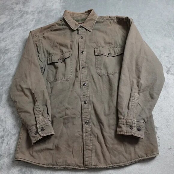 Vintage Levi's Shirt Jacket Shacket Men's Large Brown Button Up Lined Fleece - Picture 1 of 16